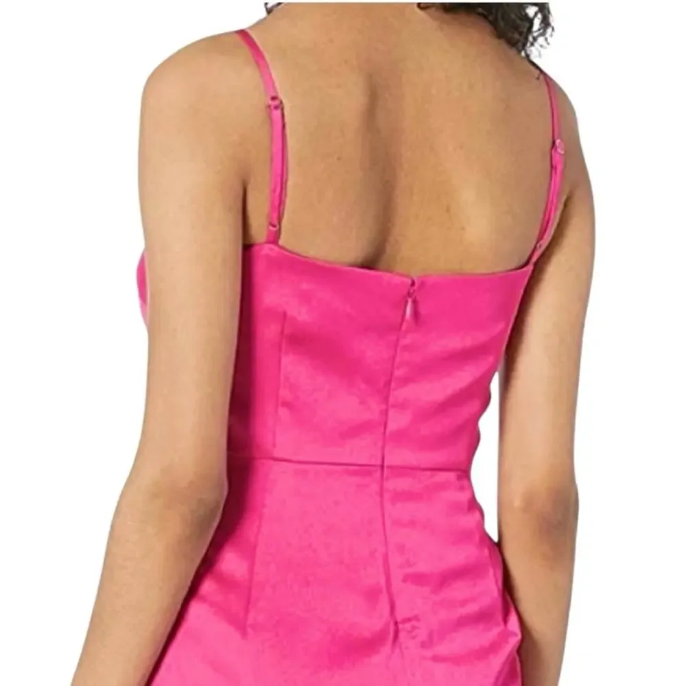 J. Crew 365 Foldover Satin-Back Crepe Dress Size 16 Pink Strappy Feminine Party